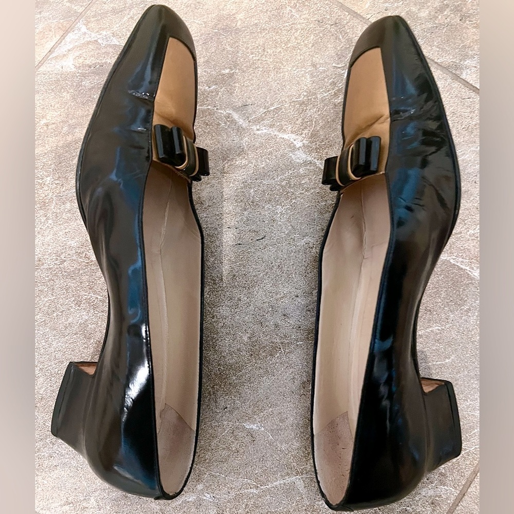 Silvia Fiorentina Black & Tan Pumps w/ Bow Size 8 - Picture 2 of 11